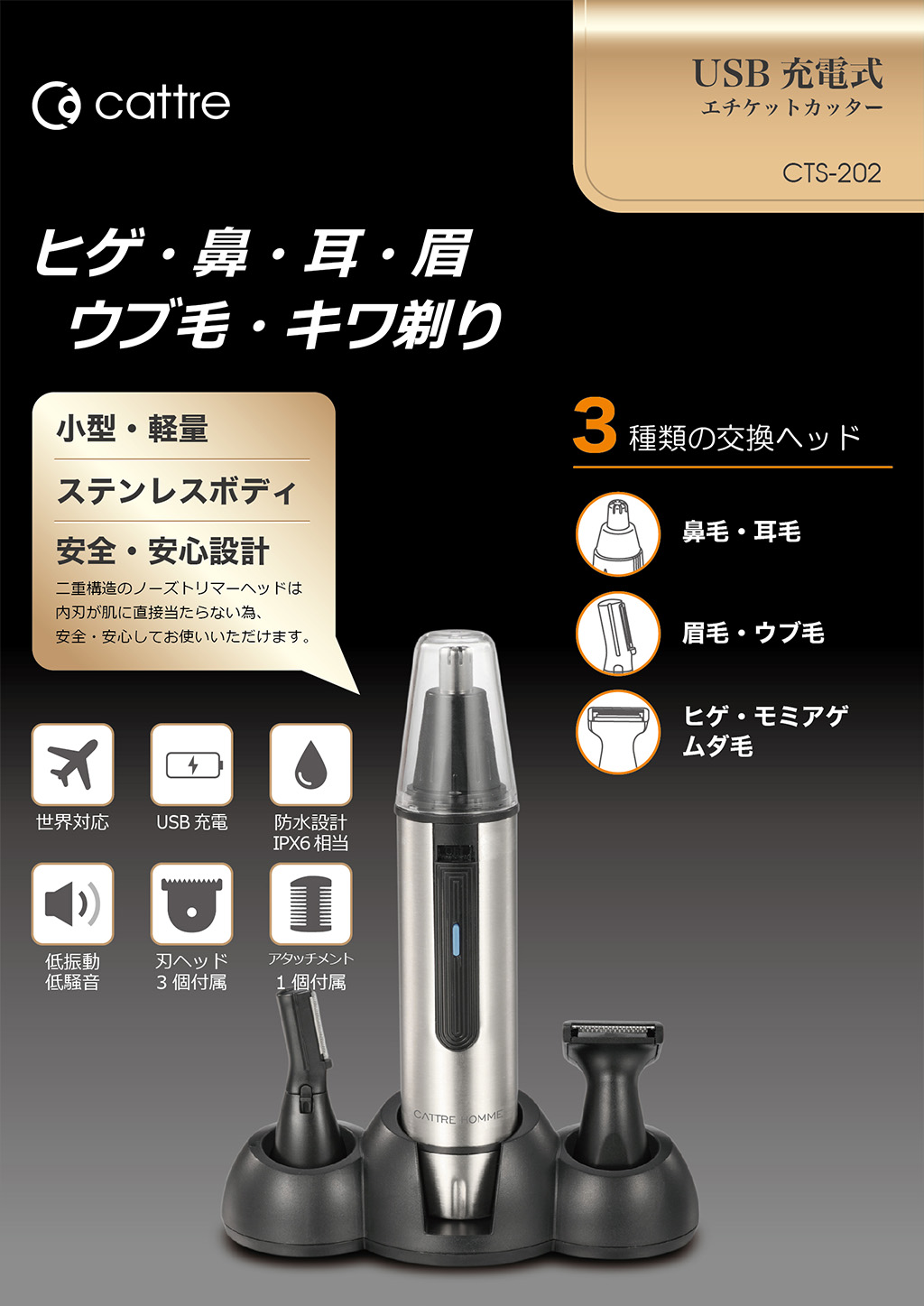 USB充電式 エチケットカッター CTS-202 | カトレ株式会社